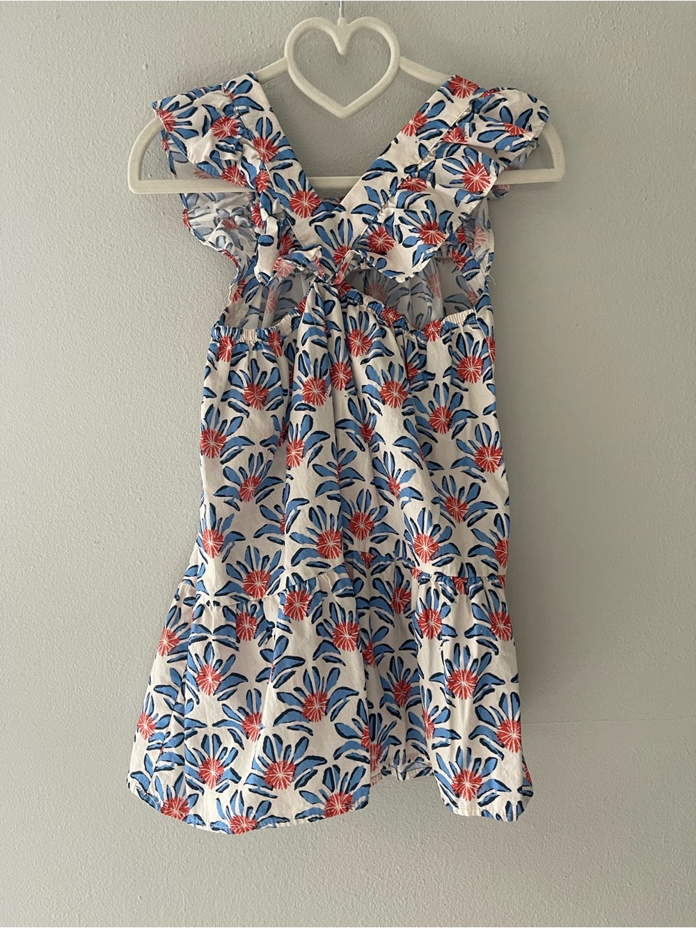 Zara White Sundress with Blue and Coral Flowers (3-4T) - Picture 2 of 4